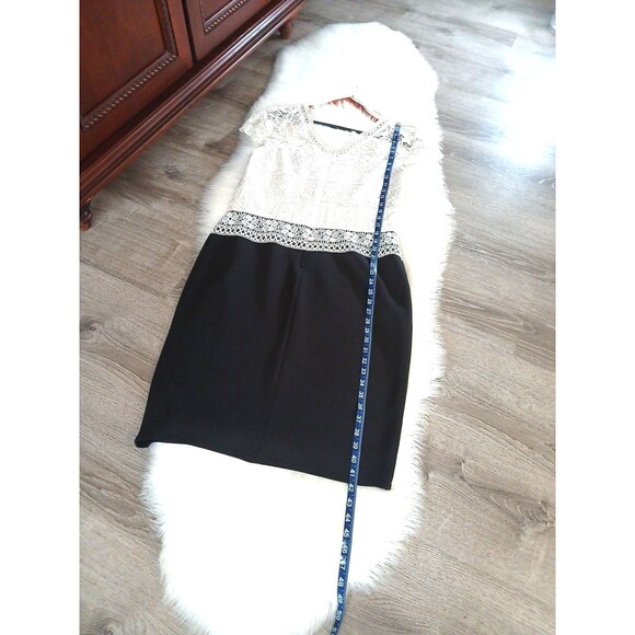 NWT TADASHI SHOJI Women's Sz 14 Black w/Ivory Lace Overlay Formal Dress Elegant! - Picture 12 of 13